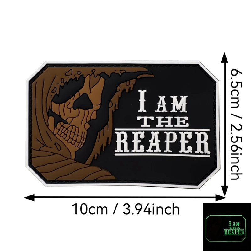 Parche de gancho y bucle de Hoz Reaper, accesorios de PVC, parches de esqueleto brillantes, insignia moral al aire libre, insignias tácticas de ropa - imagen 3