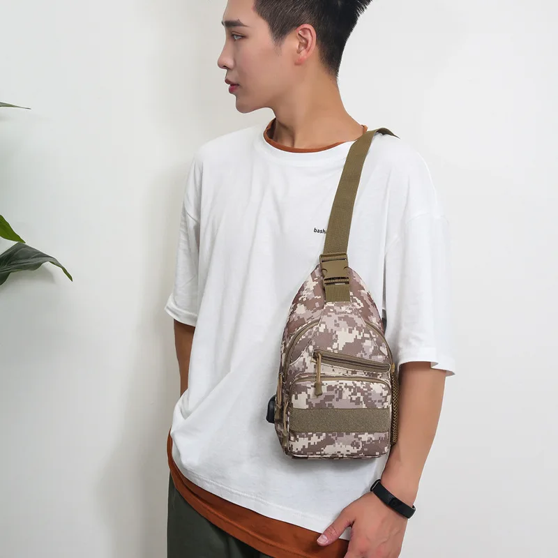 Bolso de pecho táctico para hombre, bolsa de hombro militar para exteriores, bolsa deportiva con puerto USB, bandolera para caza, viaje, Camping - imagen 3