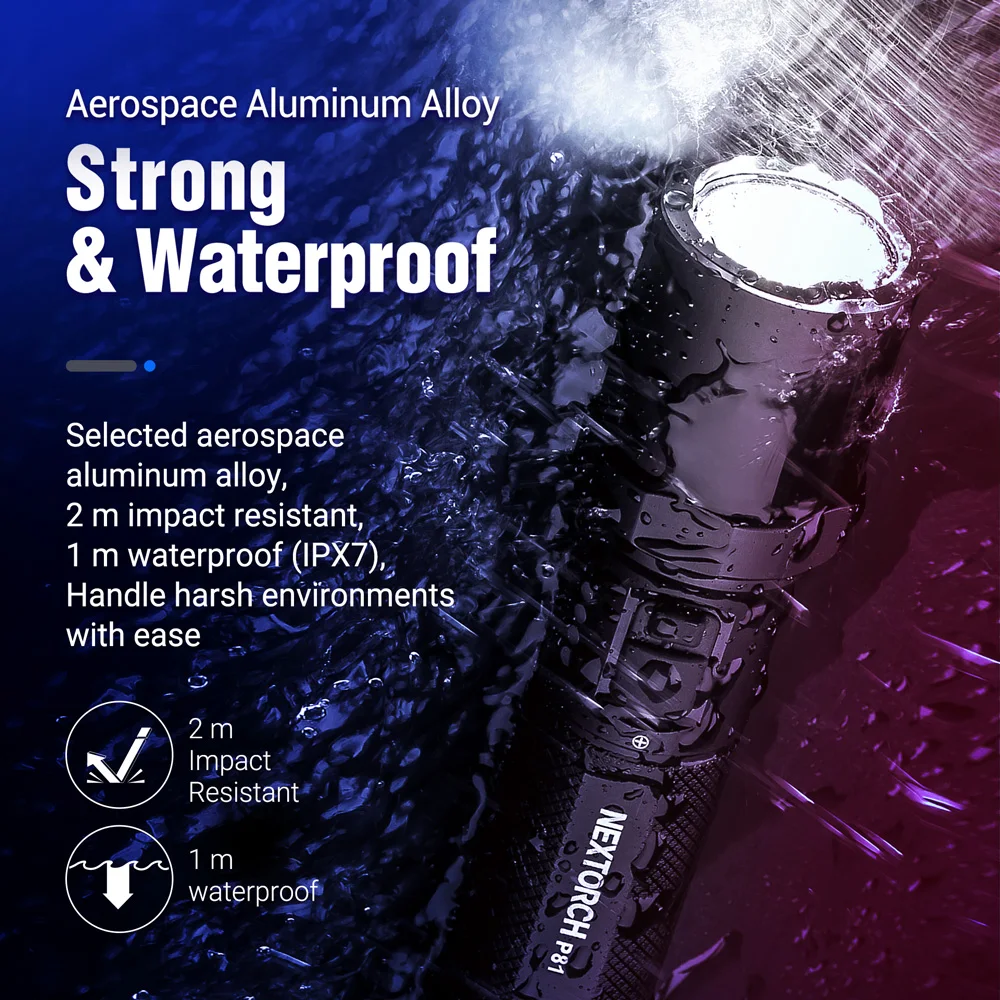 Nextorch P81 Nueva antorcha mejorada de alto brillo 3000 lúmenes, linterna táctica, recargable, compacta de alta potencia, Duty Patrol - imagen 5