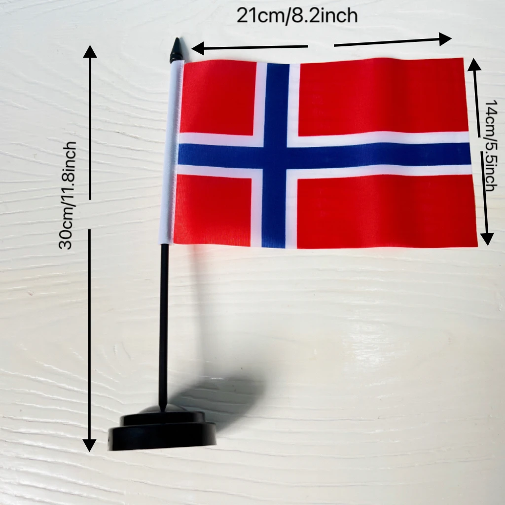 Bandera de escritorio de oficina de 14x21cm, bandera de Noruega, Noreg Norge, no noruega, pancarta colgante estándar de poliéster noruega - imagen 2
