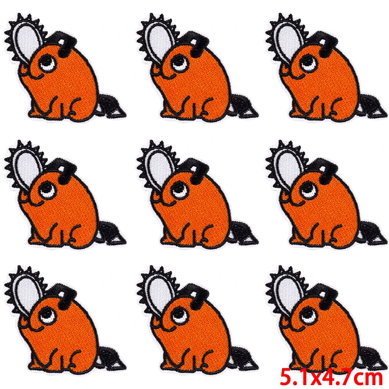 Parche de dibujos animados de Anime, parches bordados de animales para planchar en la ropa, insignias de bucle de gancho, lote de 10 unidades - imagen 5