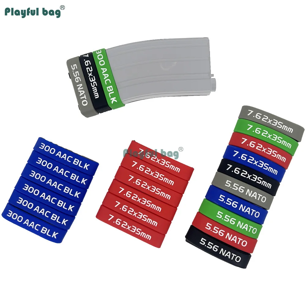 12 unids/pack banda para marcar revistas 5,56 y 7,62 banda de goma de identificación táctica etiquetas tipo munición codificadas en Color para revistas AQB219 - imagen 3