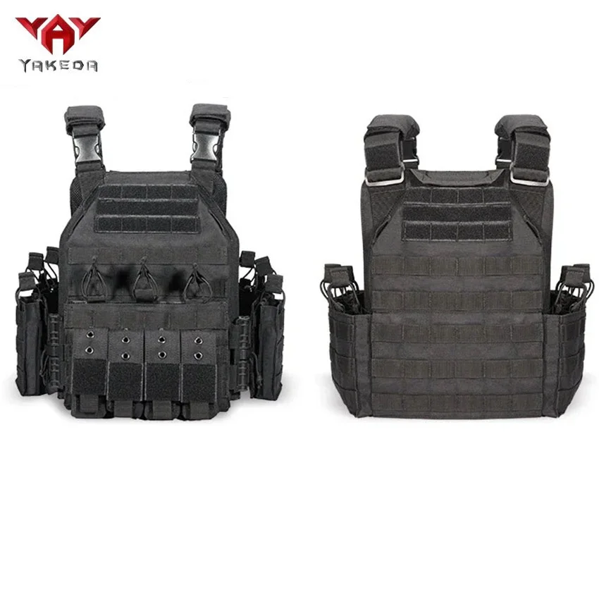 YAKEDA-Chaleco táctico portador de placa de nailon 1000D, chaleco Molle protector ajustable para caza al aire libre, accesorios de combate Airsoft