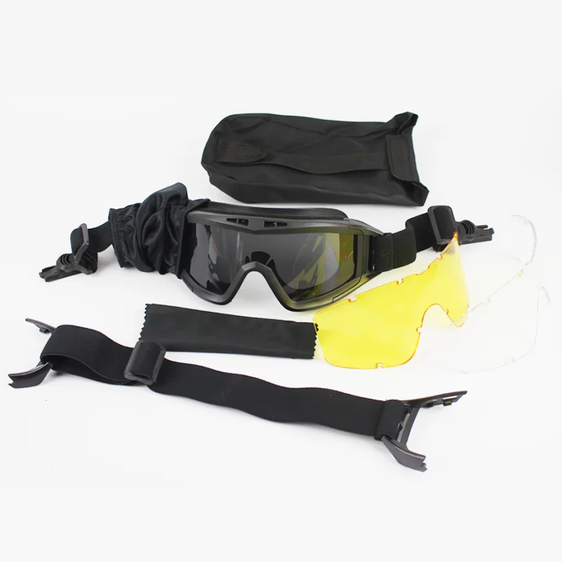 Gafas protectoras de montaje en riel para casco táctico con diadema ajustable y 3 lentes intercambiables para cascos FAST MICH IBH AF - imagen 5