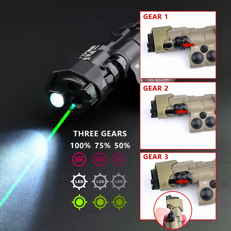 MAWL linterna táctica de caza MAWL-C1 + punto rojo verde azul indicador láser LED IR lámpara de relleno arma luz de explorador Airsoft M300M600 - imagen 4