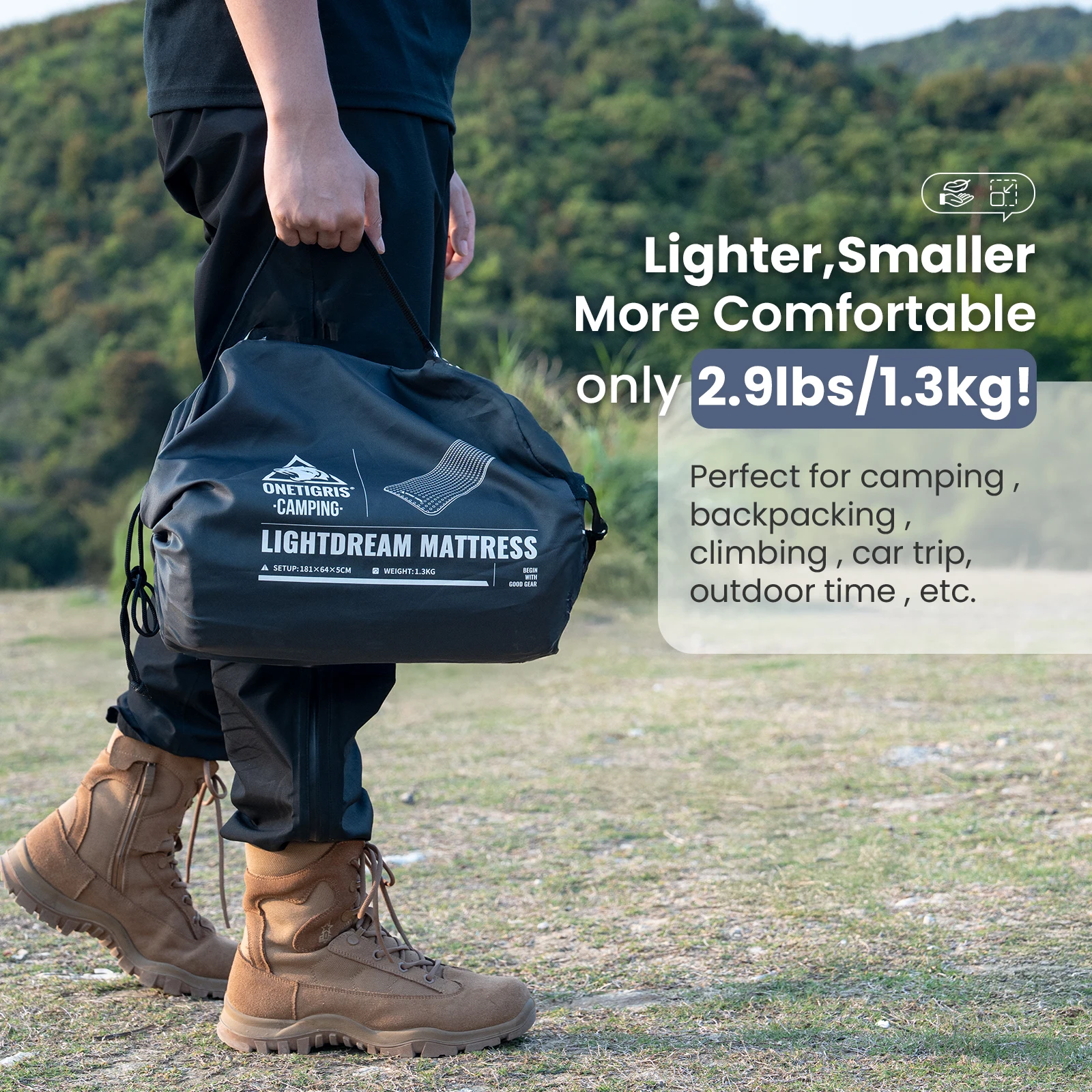 Onetigris LIGHTDREAM-colchón de acampada, esteras autoinflables ligeras, almohadillas para dormir para mochilero, senderismo, viajes en coche - imagen 5