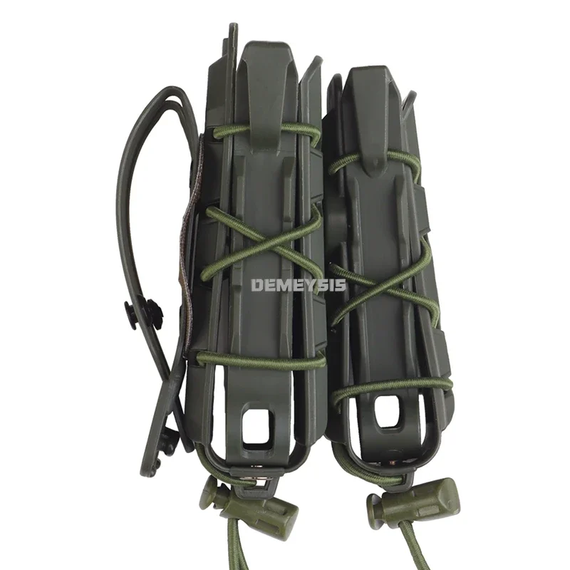 Bolsas dobles para revistas de 5,56, 9mm, portador rápido Mag, bolsas MOLLE de caza de liberación rápida, bolsa táctica para pistola de combate Mag - imagen 4