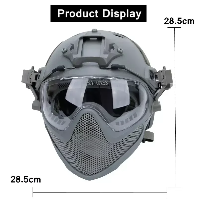 Casco táctico + máscara + juegos de gafas Airsoft tiro FAST PJ cascos Wargame Cs Paintball protección facial completa - imagen 3