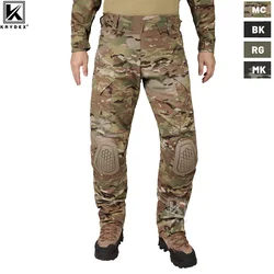 KRYDEX-pantalones de combate táctico para hombre, uniforme y rodilleras de combate de campo de batalla, equipo Airsoft para tiro y caza