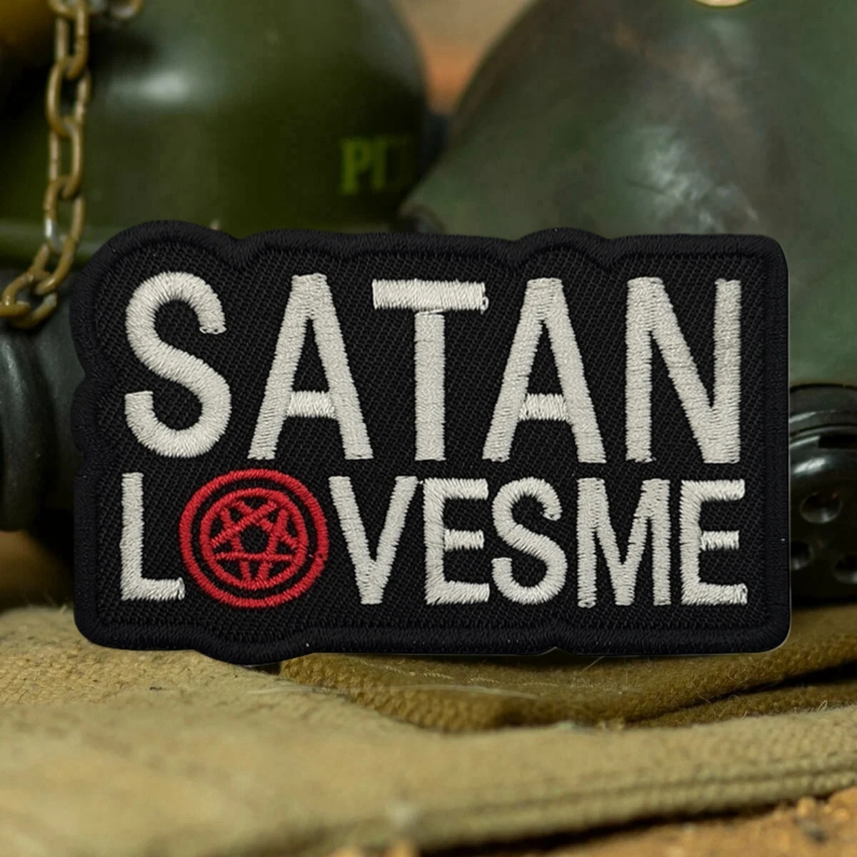 Parche táctico de moral Love Me de Satán, brazalete del ejército militar, parches bordados de gancho y bucle para ropa, mochila, pegatina personalizada - imagen 5