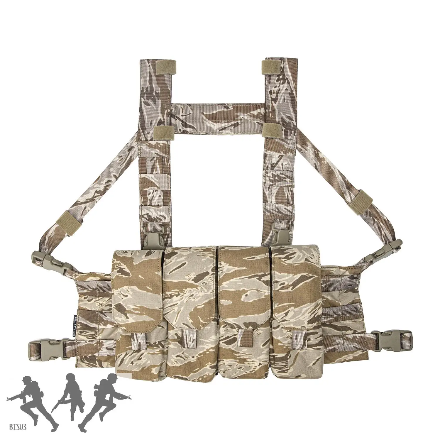Chaleco airsoft multifuncional para colgar en el pecho AOR1 Tiger Spot camo como sistema o estilo 7,65 5,45 bolsa para revistas para colgar en el pecho paquete de 4 - imagen 2