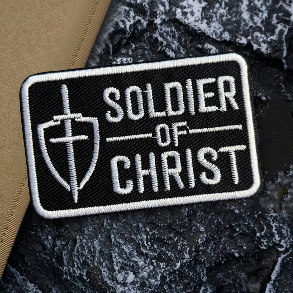 Parche táctico de soldado de Cristo, parches de gancho bordados de fe cristiana, pegatinas de apliques para mochila del ejército de moral militar - imagen 5