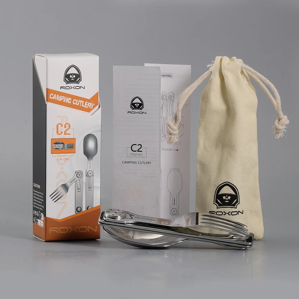 Vajilla plegable multiusos para exteriores, equipo portátil de acero inoxidable para acampar, serie Spork Spoon - imagen 5