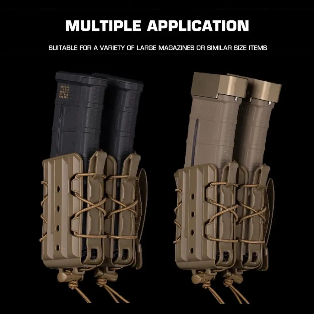 Bolsa táctica para revistas todoterreno MOLLE, chaleco Airsoft para caza y tiro, cinturón de combate de liberación rápida 5,56, soporte doble Mag de camuflaje - imagen 5