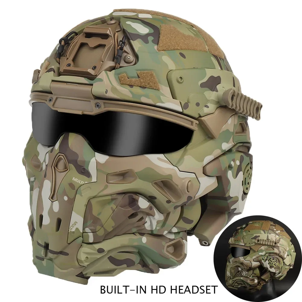 Casco táctico de Airsoft incorporado, casco de asalto con ventilador antivaho, máscara extraíble, equipo de protección para Paintball - imagen 2