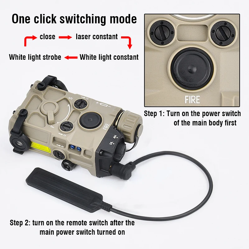 Linterna táctica OGL LED blanca Eotc Airsoft indicador de nailon constante en linterna de caza sin láser ajuste ar15 20MM Picatinny - imagen 4