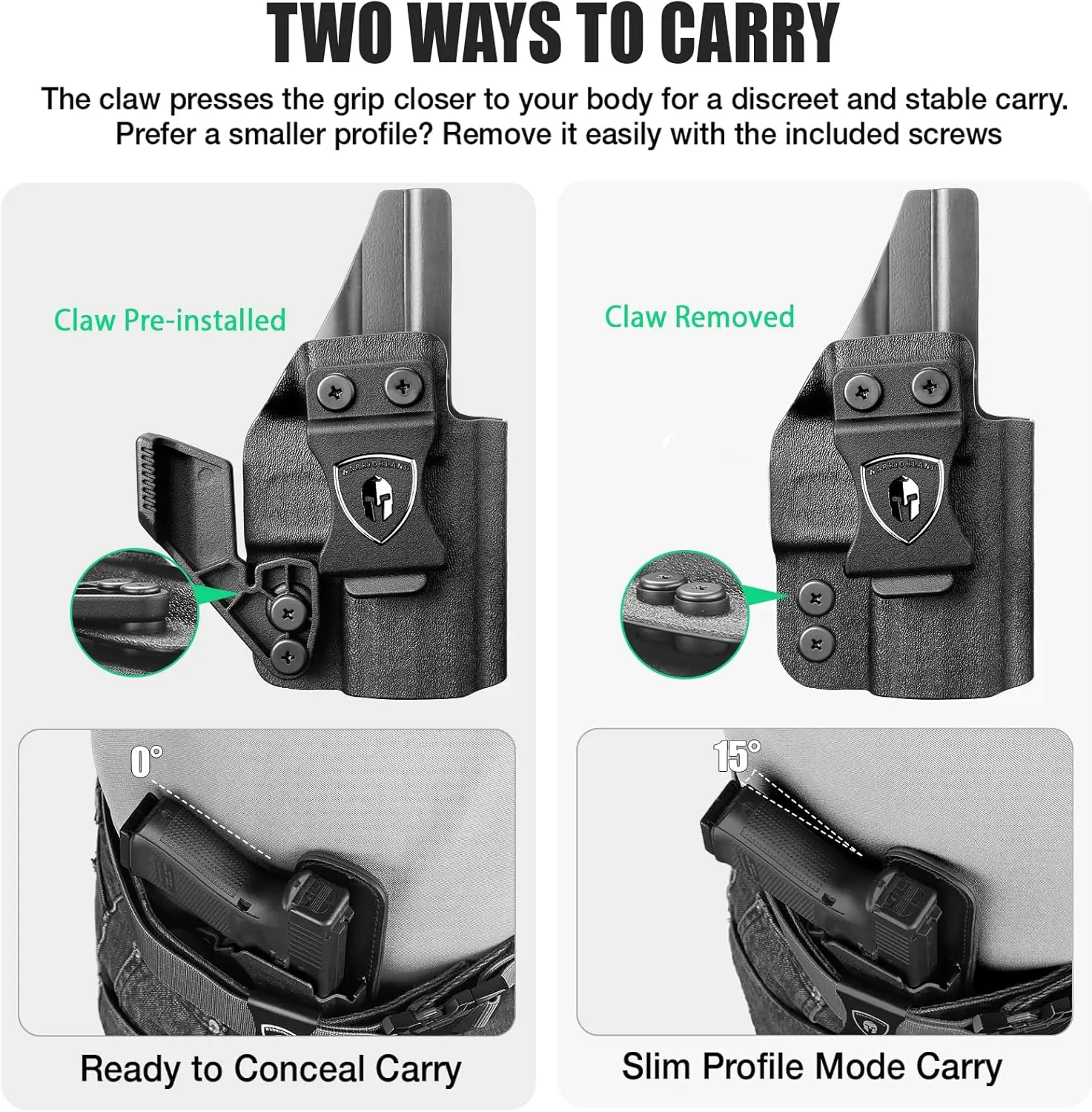 Solo para HK VP9–IWB Kydex Holster, funda de transporte oculta, canasta ajustable, bloqueo audible, transporte interior de la cintura, dibujo de la mano derecha - imagen 4