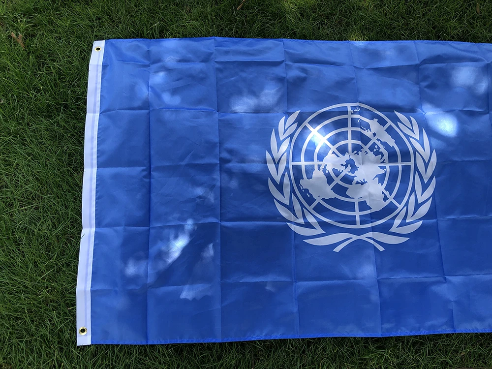 Bandera de SKY UN, 90x150cm, bandera nacional de la UN, material de poliéster, banderas colgantes de las Naciones Unidas para decoración - imagen 3