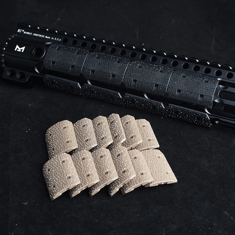12 Uds. M-LOK de nailon táctico tipo riel 2 cubiertas protector de mano antideslizante para accesorios de pistola de juguete Airsoft BCM AR AR15 M4