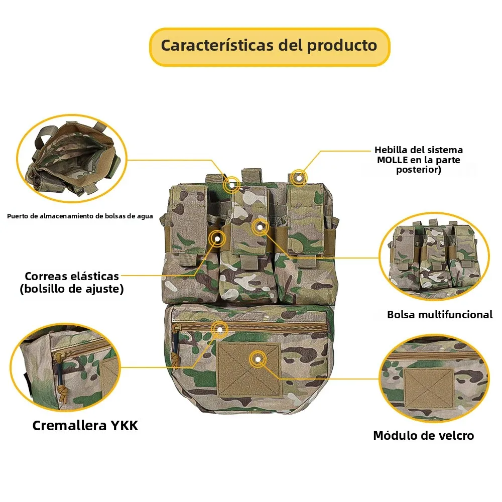 SINAIRSOFT-Bolsa de Panel trasero de asalto táctico, bolsa portadora de placa de munición MOLLE para caza, chaleco Airsoft, accesorios portadores de placa - imagen 5