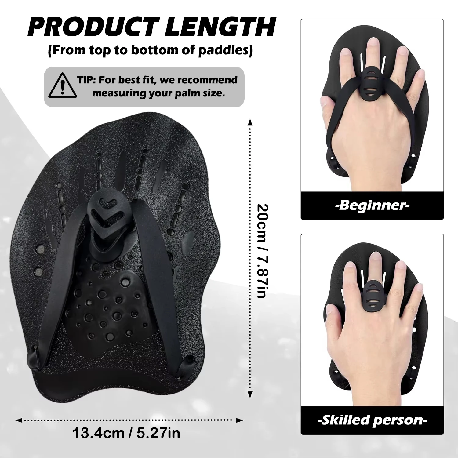 1 par de aletas de manos para entrenamiento de natación, con correas de silicona ajustables - imagen 3