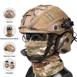 Casco Airsoft ajustable con máscara facial y funda