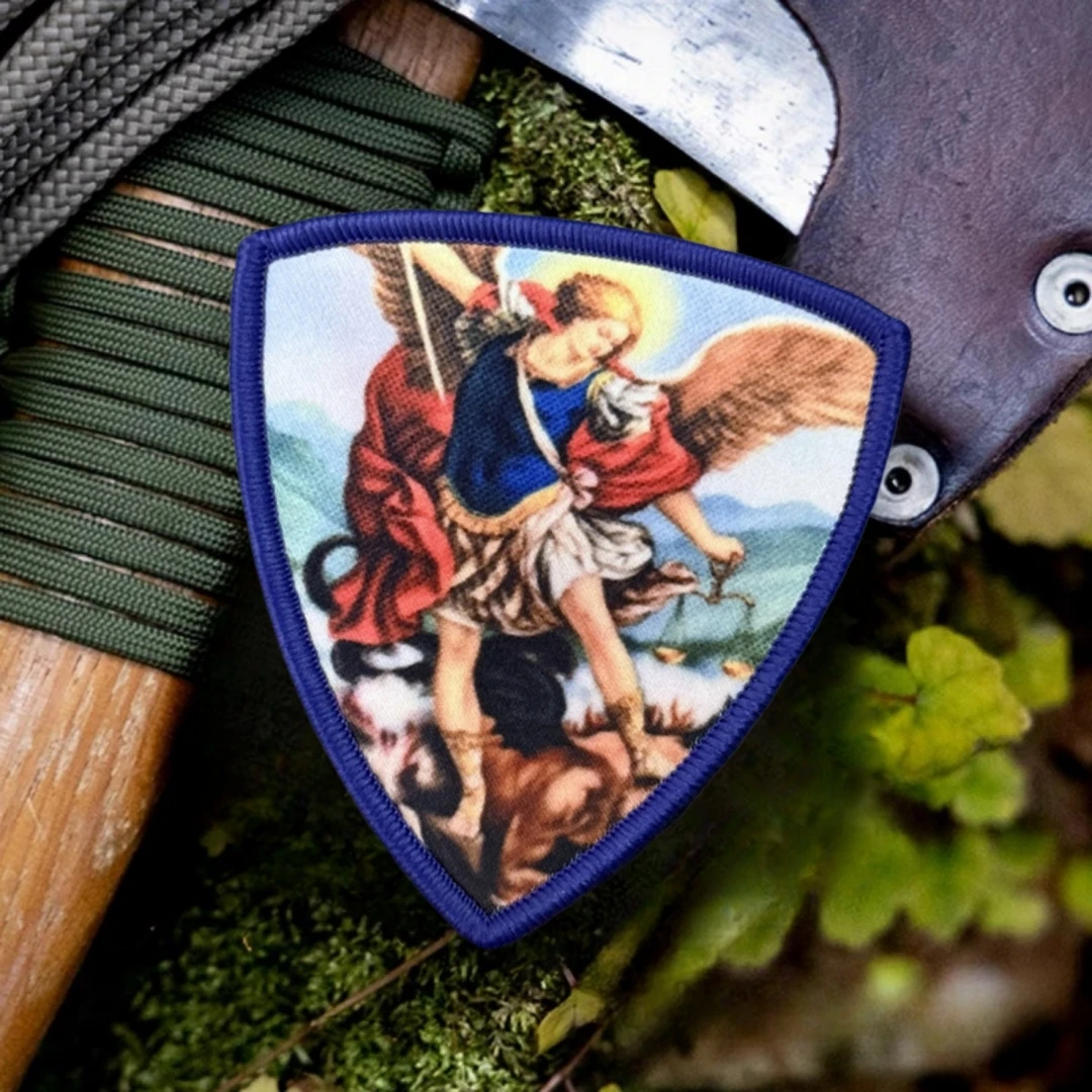 Parche táctico de moral impreso de Saint Michael, parches de gancho y bucle de Chevron para ropa, brazalete del ejército militar, pegatina para mochila - imagen 3