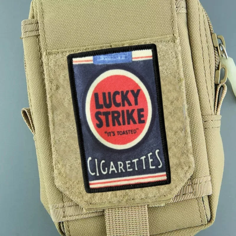 Parche Lucky Strike para ropa, insignia de moral, brazalete impreso, gancho, cigarrillos, parches militares tácticos, pegatina para mochila - imagen 2