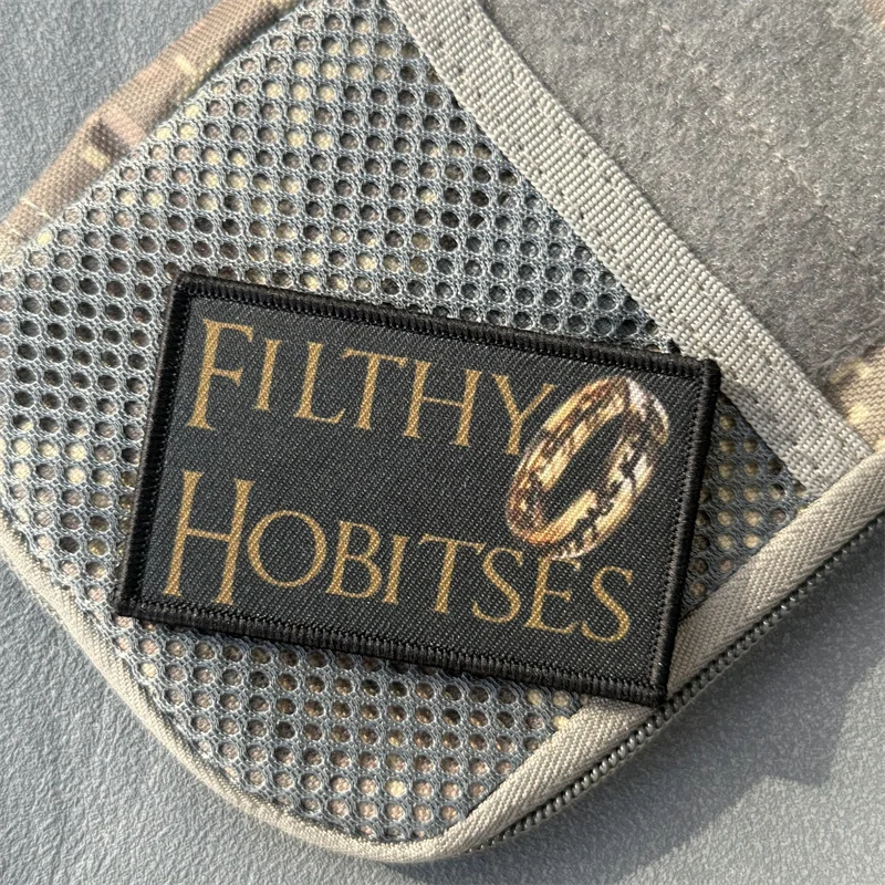 Parche táctico "FILTHY HOBITSES", insignia con estampado de moral militar, gancho y bucle, mochila, accesorio de decoración de ropa, pegatina, brazalete - imagen 5