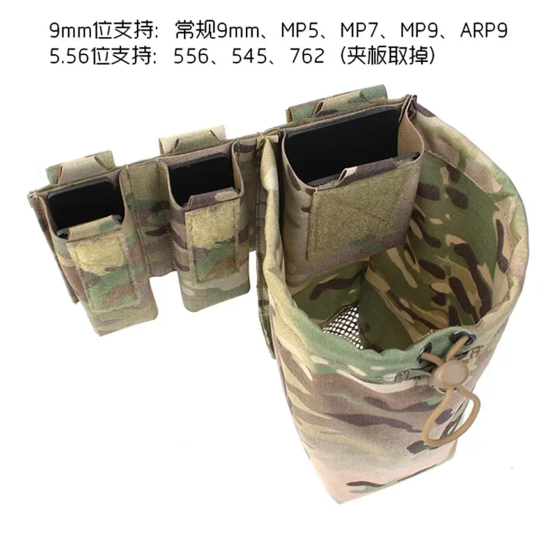 Molle de cintura táctica para exteriores, doble 9mm, individual, 5,56 Mag, bolsa de reciclaje de herramientas rápidas, compatible combinada, individual 545/762 - imagen 3