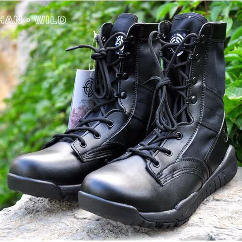 Botas tácticas transpirables para hombre, zapatos de combate del desierto, suaves, Oxford, hasta el tobillo, de lona, Punk, hasta la rodilla, Verano - imagen 2