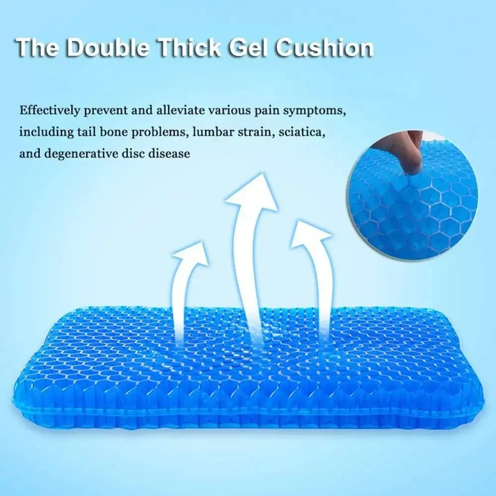 Cojín de asiento de Gel de silicona, estera refrescante, TPE, panal, cojines gruesos para sentarse, alivio de presión, dolor de espalda, almohadilla de hielo de verano - imagen 3