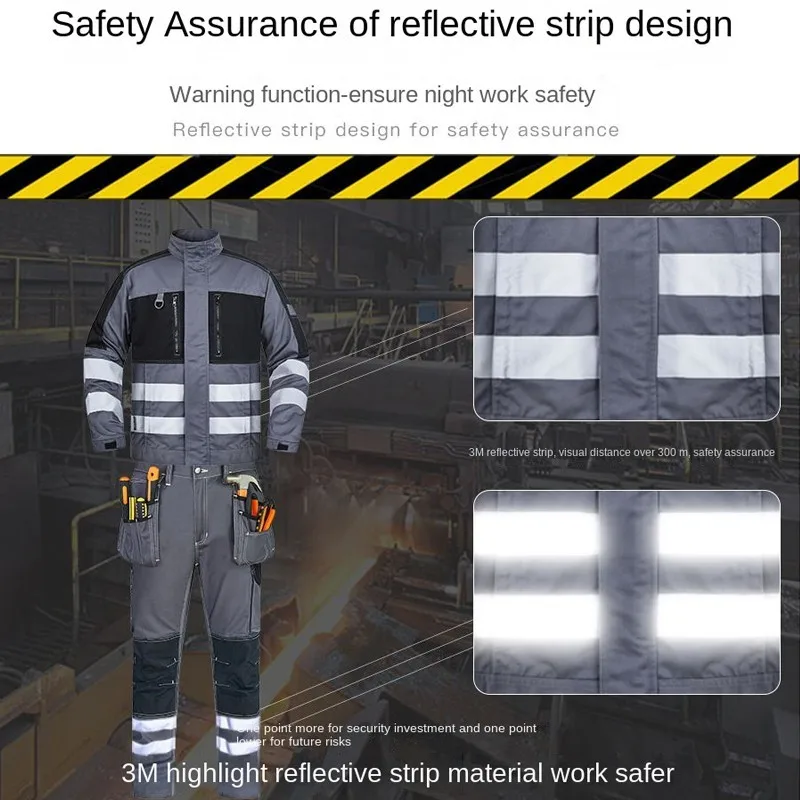 Ropa de trabajo para hombre, traje con tiras reflectantes para sitio de construcción, protección de seguridad, chaqueta de protección laboral - imagen 5