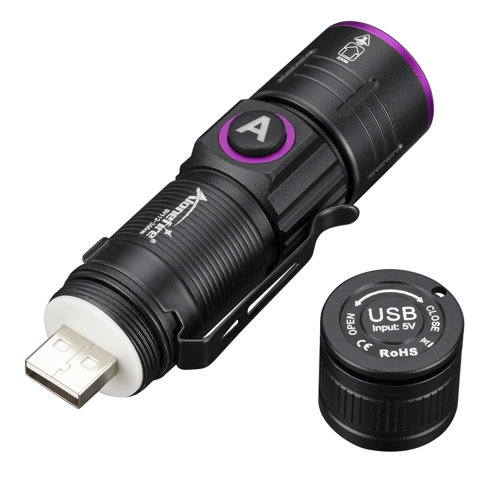 Linterna UV USB recargable con Zoom 395/365 nm - Fluorescencia - imagen 5