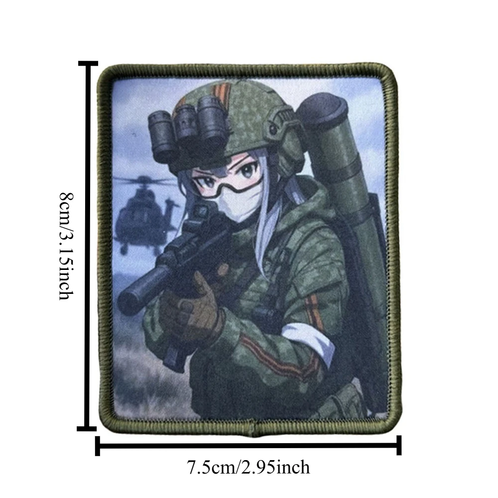 Parches de Meme de Chica de Anime, parche de gancho y bucle, brazalete moral, insignia de moral del ejército militar, pegatinas tácticas para mochila - imagen 2