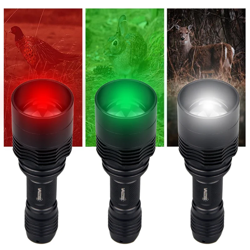 XRE luz depredadora roja, verde y blanca, linterna táctica LED con enfoque con Zoom, antorcha ajustable para caza y pesca Coyote Hog - imagen 2