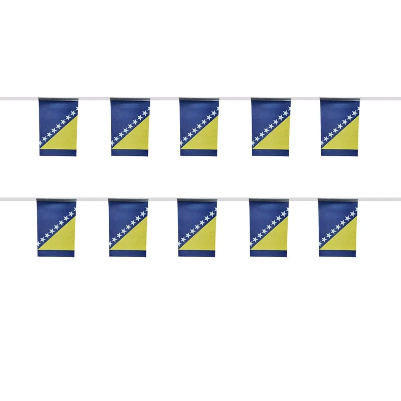 Bandera de Bosnia y Herzegovina 14x21cm 20pcs/lot bandera de banderde de cadena de Bosnia y Herzegovina para decoración