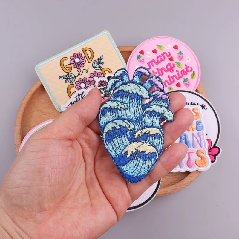 Parches termoadhesivos para planchar con eslogan positivo, parche bordado God Good para ropa, aplique de personalidad para sombrero/Jeans - imagen 4