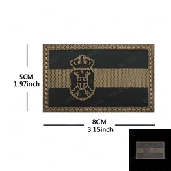 Parche bandera Serbia bordada con reflectante IR para ropa y mochila