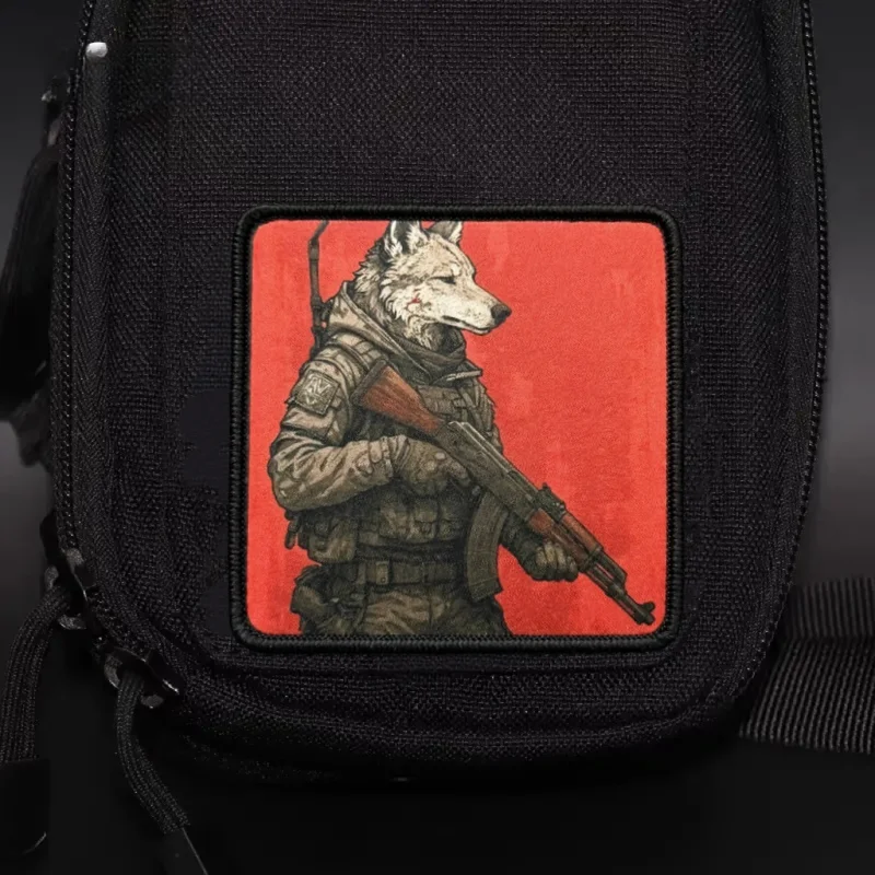 Parche de lobo táctico, insignia de moral, gancho y bucle estampado, mochila militar, accesorios de decoración de ropa, brazalete adhesivo