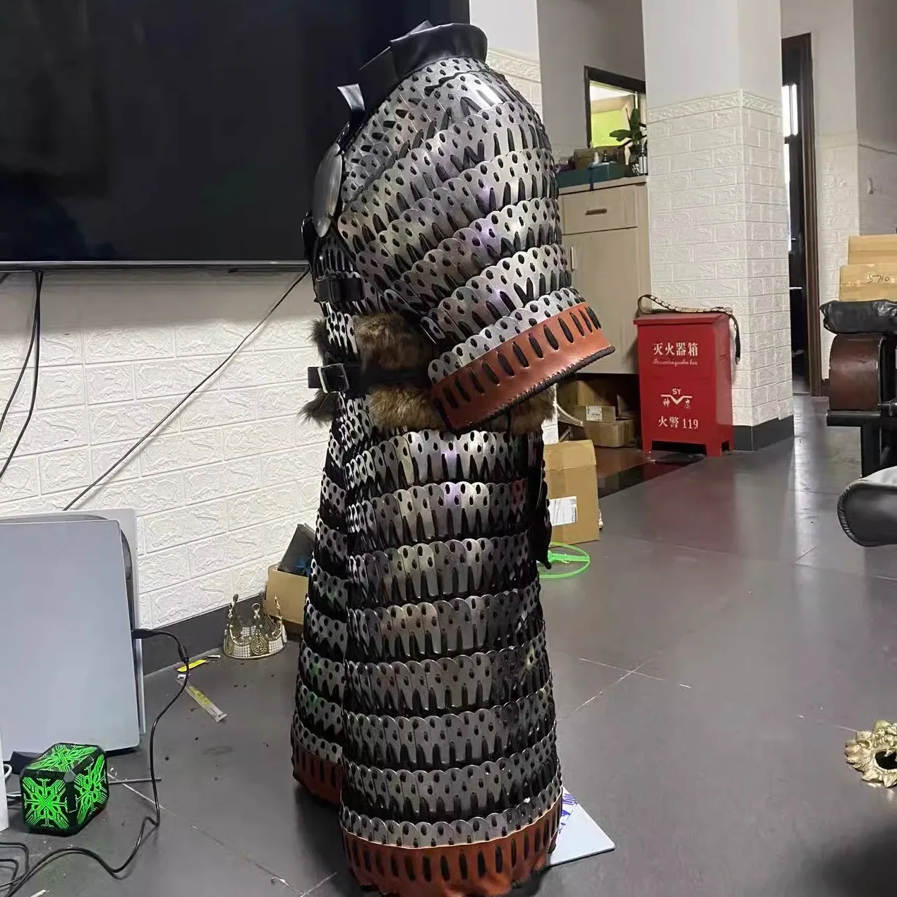 , canzones, dinastias Ming, disfraces de Cosplay, armadura de corbata de acero inoxidable de Metal, armadura de dos sentidos, armadura recta de una pieza para hombro - imagen 5