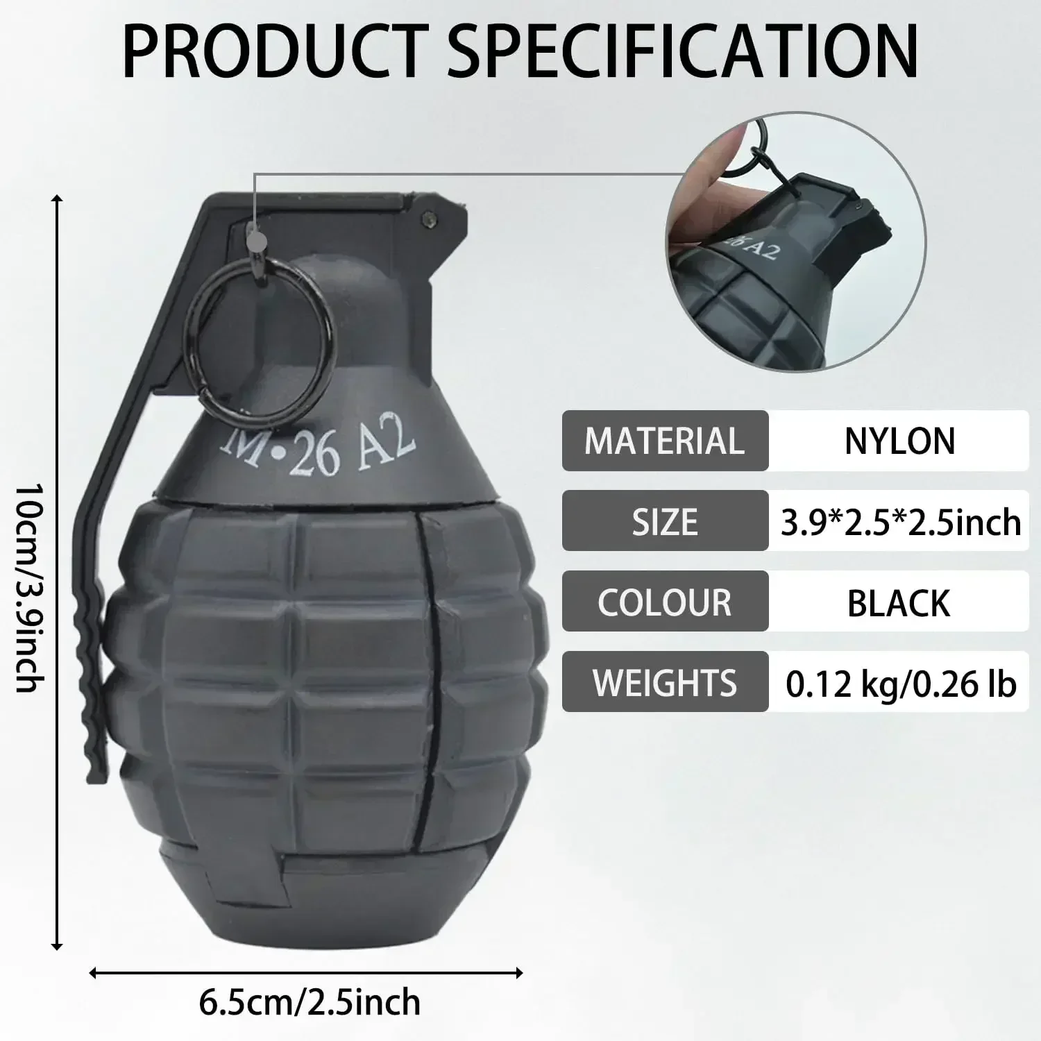 FTactical Airsoft, juguetes de granadas de mano, 1 Uds., modelo M26 de plástico, anillo de tracción de impacto alimentado por resorte, juguete de Granada de agua para más de 14 niños, regalo - imagen 3