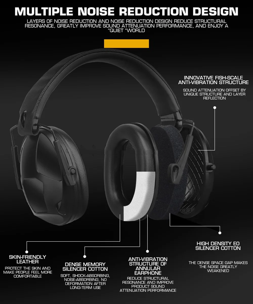 Auriculares tácticos IPSC con cancelación de ruido, protección auditiva, Protector de oído plegable - imagen 5