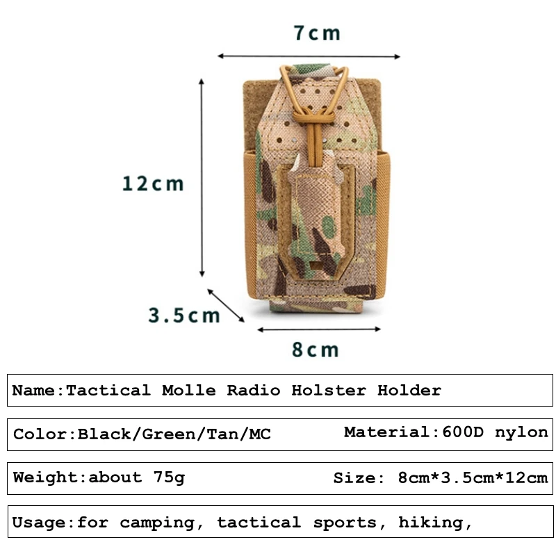 Bolsa táctica para walkie-talkie, tarjeta Oxford 600D, bolsa de Radio Molle, soporte portátil para teléfono deportivo para caza al aire libre, funda para walkie-talkie - imagen 5