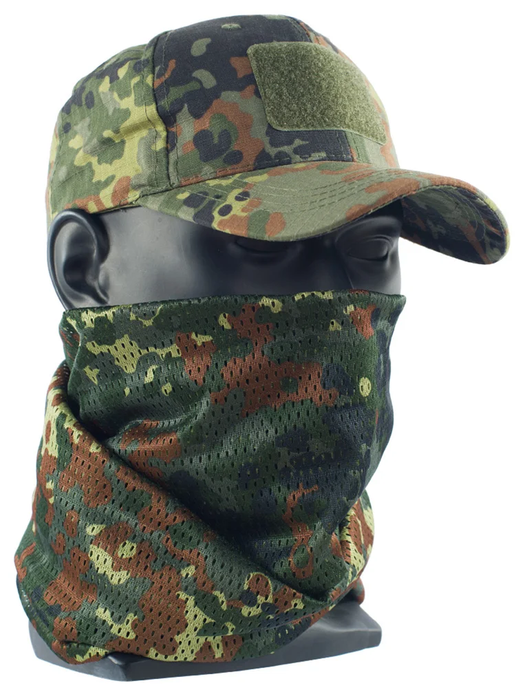 Bufanda táctica de gasa de camuflaje moteado alemán, protector solar al aire libre, máscara de equitación, sombrero de pescador, gorra de béisbol, bufanda de red de camuflaje - imagen 3