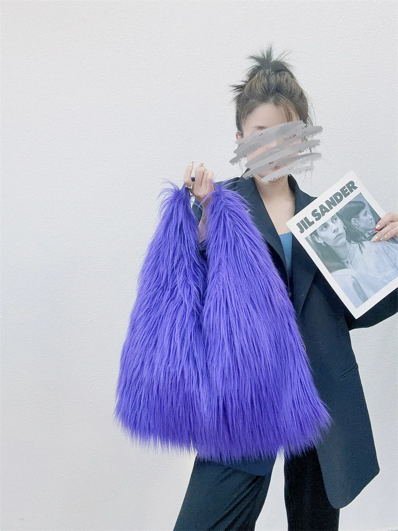 Lawaia, bolso de moda de invierno, piel sintética de lana, piel sintética hiberna, bolsos grandes de hombro, 50cm, accesorios clásicos de moda - imagen 3