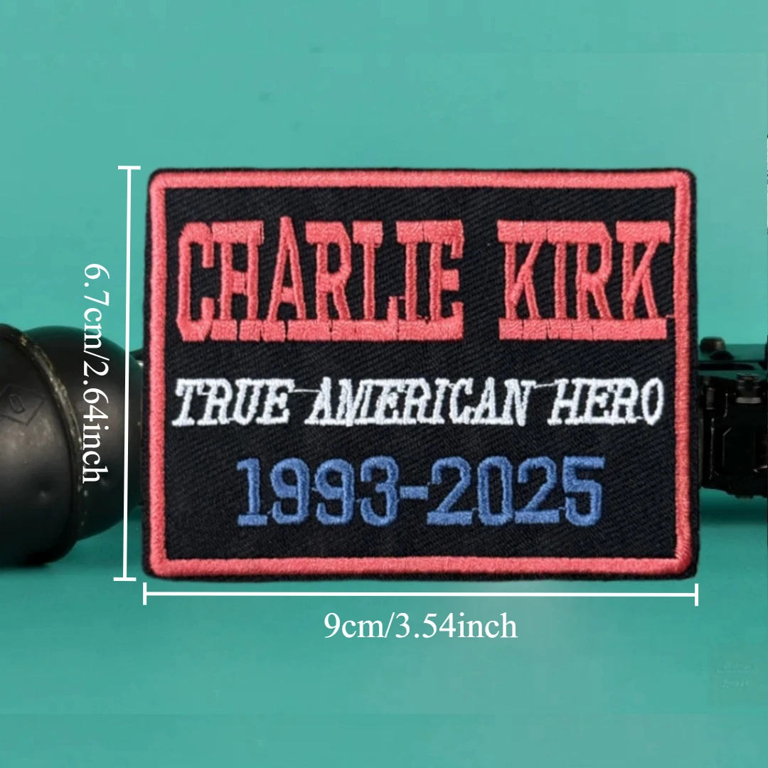 Parches de gancho y bucle bordados de héroe americano "Charlie Kirk" para ropa insignia de moral táctica pegatina para mochila del ejército militar - imagen 3