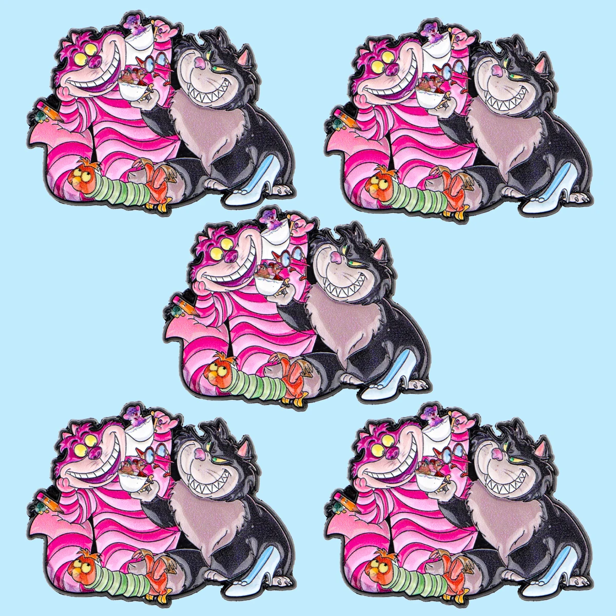 Alfileres esmaltados de gato negro, conjunto de broche de animales de dibujos animados, decoración de ropa, alfileres de Metal, mochila, sombrero, insignia, accesorios, 5 uds.