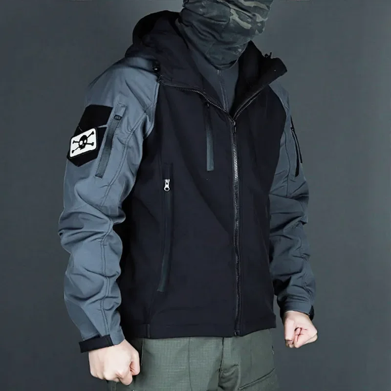 Chaqueta táctica para exteriores para hombre, abrigo de caza de concha suave, impermeable, forro polar, Airsoft, cálido, cortavientos con capucha - imagen 2