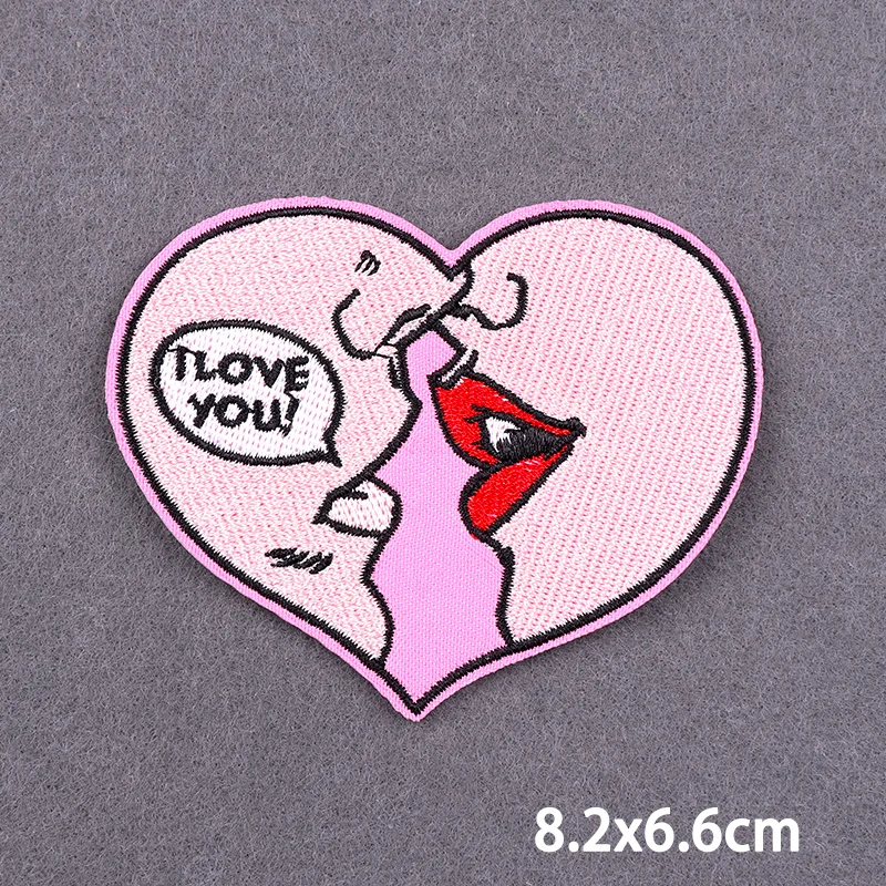 Parches bordados para amantes del corazón, parches para planchar paisaje para ropa, tarjetas, parches para coser en ropa, apliques adhesivos DIY, insignia - imagen 3